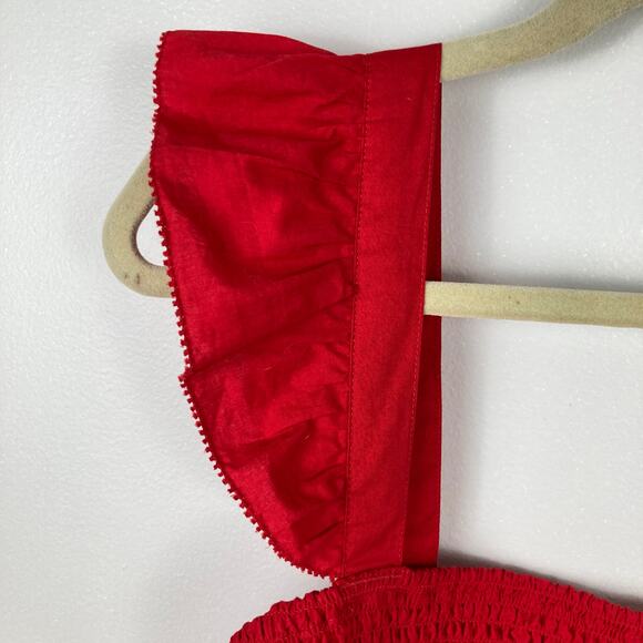 Old Navy Womens Size 3X Red Smocked Sleeveless Ruffle Top Romantic Coquette - Picture 5 of 9